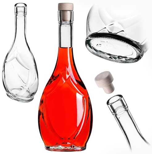 KADAX Tomma glasflaskor 500 ml, 1 st, flaskor för likör, vin och grappa, dekorativa flaskor, vinflaskor i glas