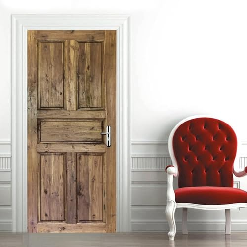 Türtapete Selbstklebend 90x200 Aus Holz Türfolie Holzoptik Türaufkleber Fototapete 3D Effekt Türklebefolie Türposter für Innentür Schlafzimmer Bad Dekoration M0194