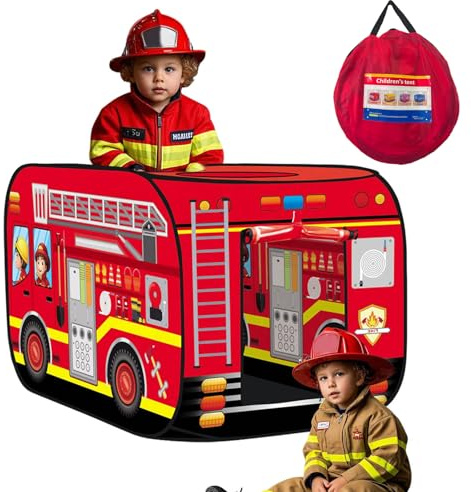 Pop Up Tent Kids: Fire Truck Tent, Pop - Up Playhouse Toy Suitable, Playhouse Toy Play Tents for Kids Aged 3+ Years Old Boys and Girls(Fire Truck)