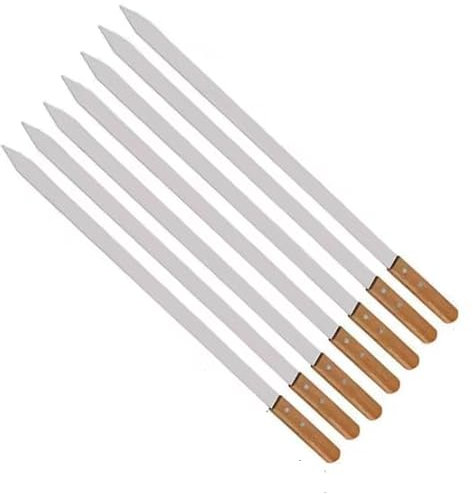 23.5'' (60cm) Stainless Steel BBQ Skewers – Extra Long Reusable Flat Kebab Sticks with Wooden Handle – Heavy Duty Grill Accessories for Outdoor Cooking & Grilling (2)