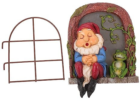 TOYANDONA Statue De Nain d'arbre en Résine Décorative Grenouille Endormie pour Jardin Et Intérieur, Finition Réaliste Couleur Vive, Décoration Extérieure Résistante