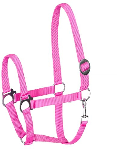 Start Economic Halfter für Pferde – Verstellbares Nylon-Stallhalfter mit Karabiner – Robust & Komfortabel – Weiches, schmutzabweisendes Material (Rosa, Cob (Vollblut))