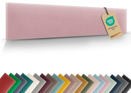 VELUYA Wandpolster Wandkissen Rechteck – Samt, Polsterplatte 100 x 20 cm, Polsterpaneele, Oeko-TEX, Made in EU, Rosa M08