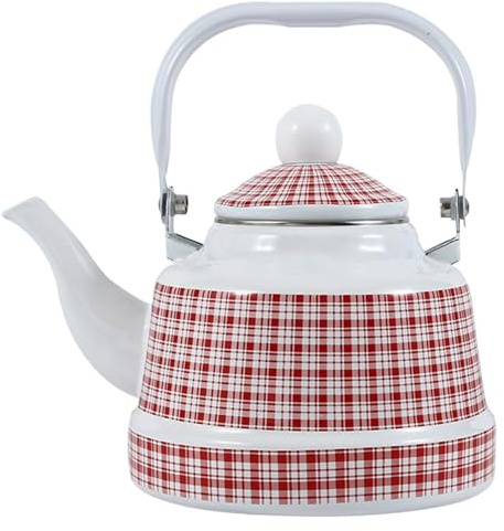 CYJAZNHH Bollitore da tè smaltato Vintage, Bollitore in Smalto - Elegante caffettiera for fornelli a induzione, elettrici e a Gas(1.1L)