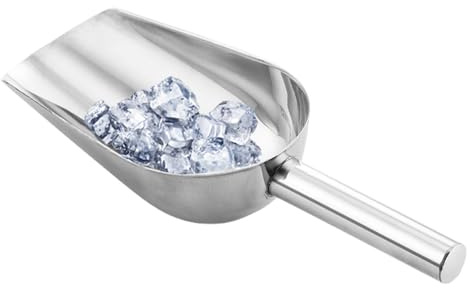 DAWCBVJQ Pala de hielo de acero inoxidable, 22,5 x 8 cm, pala de hielo para cubitos de hielo, pala de harina, pala de comida para perros, pala de llenado, pala multiusos para granos de café, dulces