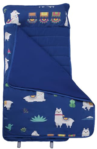 Tappetino per pisolino per bambini con cuscino, sacco a pelo portatile pieghevole con design in alpaca cartone animato per viaggi in asilo nido prescolare / 48x20, 5 pollici