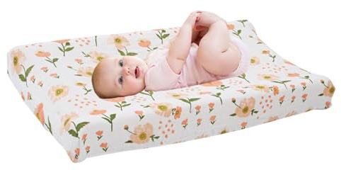 Lenzuola Fasciatoio – Copertura Sostitutiva Per Bambini 32x16 Pollici | Morbida Ed Elastica Con Motivi Animali E Fiori | Adatta Ragazzi E Ragazze, Tessuto Rimovibile E Lavabile