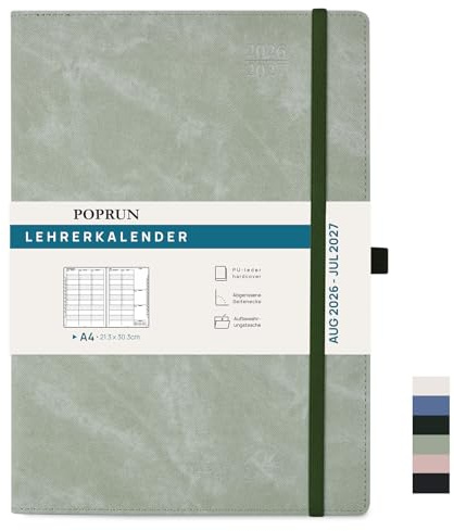 POPRUN Lehrerkalender 2026 2027 Hardcover ca.A4(21 x 29,7cm) auf Deutsch