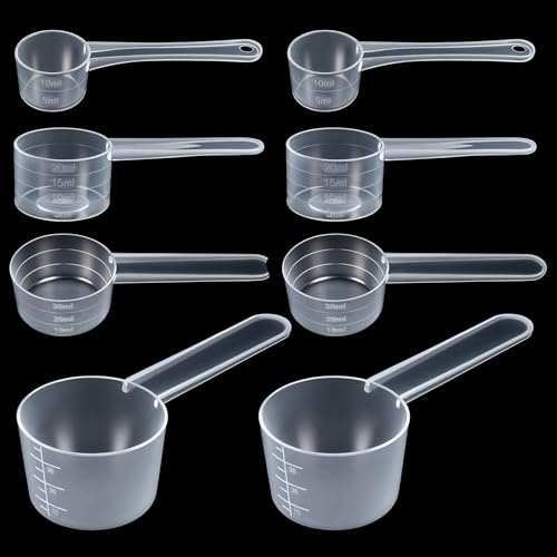 cobee 8 Stück Messlöffel, Dosierlöffel Transparent Measuring Spoons Messlöffel Plastik Messlöffelsets Für Proteinpulver Kaffee Milchpulver Backen Kochen Messung Waschpulver Geschirrspüler