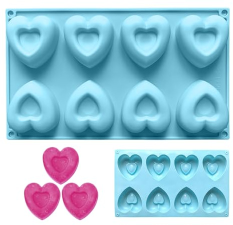 Stampo in silicone a forma di cuore, 8 teglie da dessert in silicone - per caramelle - Per San Vacanze Torta Decorare Dolci Dolci Festa Arte Resina Artigianale Cucina