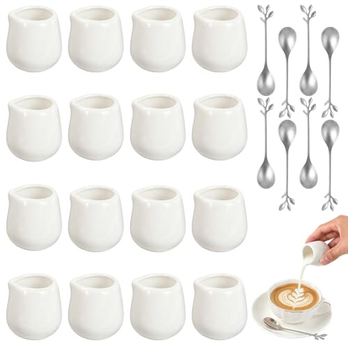 Jiayaus 16 jarritas de leche blancas de porcelana de 50 ml