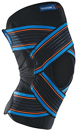 Thuasne Sport - Genouillère Strapping Ouverte - Genou Instable ou Douloureux - Limitation de Déperdition de Chaleur* - Indice de Maintien 3/3 - Dispositif Médical CE - Taille L