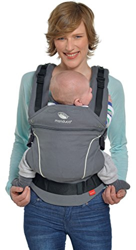 manduca First Babytrage - Verstellbarer und vielseitiger Tragesitz für Babys und Kleinkinder (3,5-20 kg) - Babytrage mit Front-, Hüft- und Rückentragefunktion ,Dark Grey