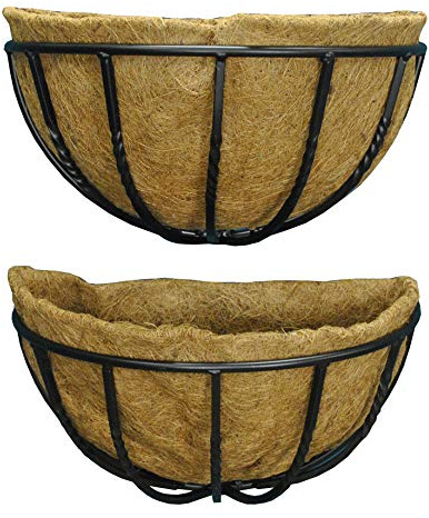 Selections Garden Black Metal Wall Basket Manger Trough Hayrack Planters (40cm) - Pack of 2