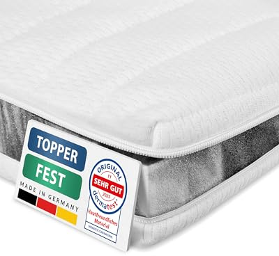 AM Qualitätsmatratzen - Surmatelas 180 x 190 cm Dur - Housse de surmatelas Amovible et Lavable - Surmatelas Ferme 180x190 Mousse 6 cm - Topper pour Un Bon Sommeil - 180/190