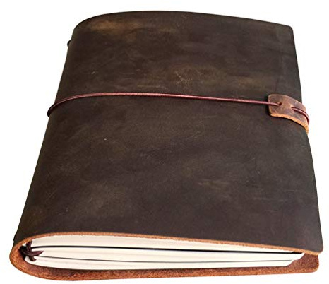 newestor A5 Travelers Notebook – nachfüllbares Leder-Reisetagebuch für Damen und Herren, 3 Notizbücher eingelegt 14 x 21 cm, 120 Blatt, braun