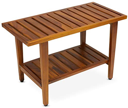 Teak duschbänk 29 tum träspa och badpall – helt monterad, The Liv