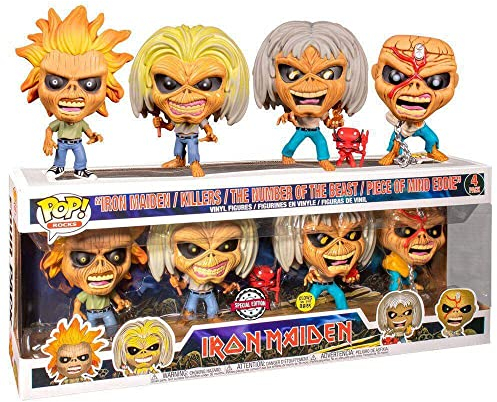 Funko Original S.W.A.T. Set of 4 Iron Maiden Eddie Glow in The Dark Exclusive Figurines Original