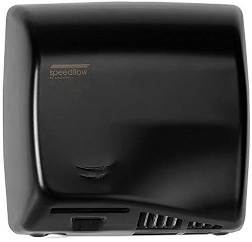 Saniflow M06AB-UL Speedflow Commercial Hand Dryer, Steel One-Piece Cover with Steel Black Epoxy Finish, 5/16 Thick Aluminum, 11200 r.p.m., 110 mph Air Velocity, 15 Sec. Drying Time
