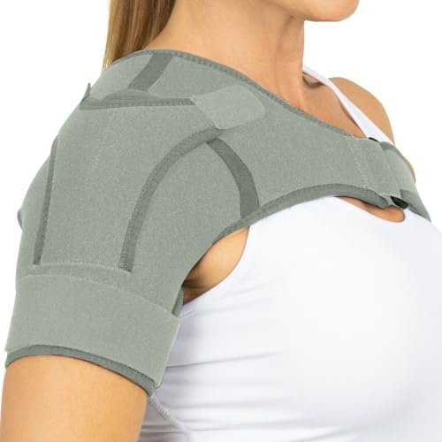 Vive Shoulder Brace for Women & Men - Injury Recovery Compression Support Sleeve - for Rotator Cuff Injuries, Arthritis, Sprain, Dislocation, PT - Targeted Inflammation Pain Relief (Grey, Medium)