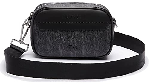 Lacoste Herren Umhängetasche S Reporter Bag,Lederimitat (100% PVC),19x12.5x6cm, Handtasche,SCHWARZ/GRAU (H45),Einheitsgröße (One Size)