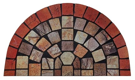 Nicoman Elegant kakelmatta barriär dörrmatta miljövänlig skrapa och halkfri inomhus/utomhus dörrmatta, halvmåne (75 x 44 cm), röd kant
