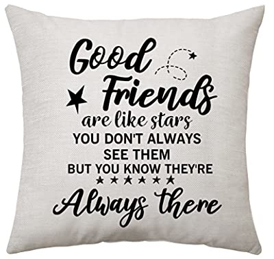 Aconesong Good Friends Gifts Throw Pillow Cover - Friendship Quotes, Stars Pillow Case, Ideal Cushion Covers for Women, Girls, Friends Birthday