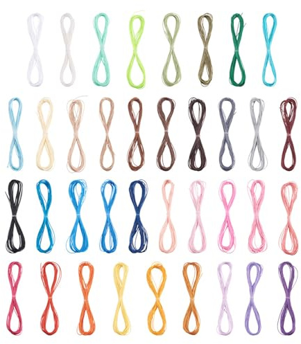 Craftdady 190 Meter 38 Farben, 0,5 mm, gewachste Schnur, Polyester, Perlenfaden, Knotenschnur, Seil für DIY, Makramee, Handwerk, Schmuck, Armband, Halskette