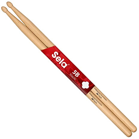 Sela baquetas profesionales de arce 5B – ideal para roca suave – baquetas de percusión para avanzados – 1 par de palos de madera de arce – forma ovalada