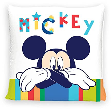 Disney Home Mickey Mouse – Cuscino decorativo con imbottitura e chiusura lampo – 40 x 40 cm – Cuscino con imbottitura, ottimo cuscino decorativo per divano, soggiorno e camera da letto – morbido