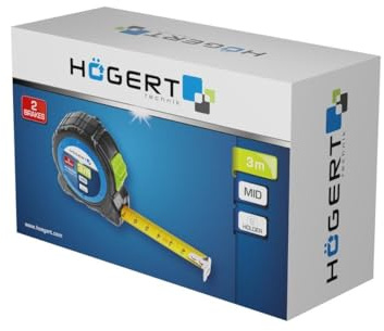 Högert Technik - Professional Maßband 8m - kompaktes, universell einsetzbares Bandmaß - praktischer Gürtelclip - 0,11 mm dickes elastisches Stahlband - automatischer Bandaufrollmechanismus