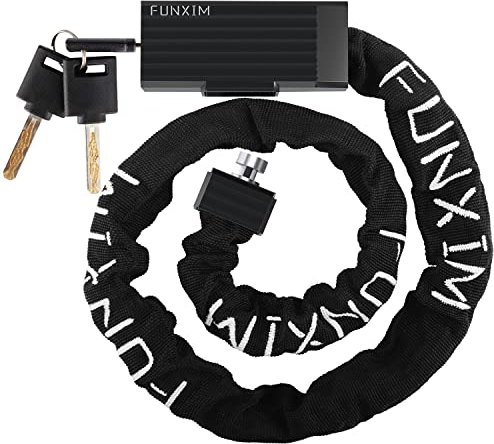 Bike Chain Lock Anti Theft Bicycle Chain Lock 6MM Thick Chain Zinc Alloy Lock Cylinder with 3 Keys for Bikes, Motorbikes, Scooters, Doors, Fences, and Grills