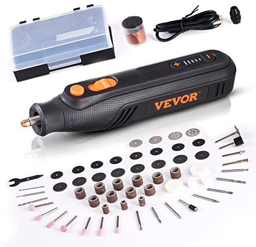 VEVOR Kit di Utensili Rotanti Senza Cavo 181 Pezzi Portatile 5000-25000 giri/min per Smerigliatura Levigatura Perforazione Taglio, Kit Multiutesile Rotante per Taglio Incisione Lucidatura 5 Velocità