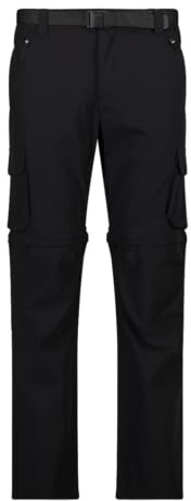 CMP Pantaloni da Trekking Convertibili Zip off da Uomo – 31T5627 (IT, Numero, 50, Regular, Regular, Nero)