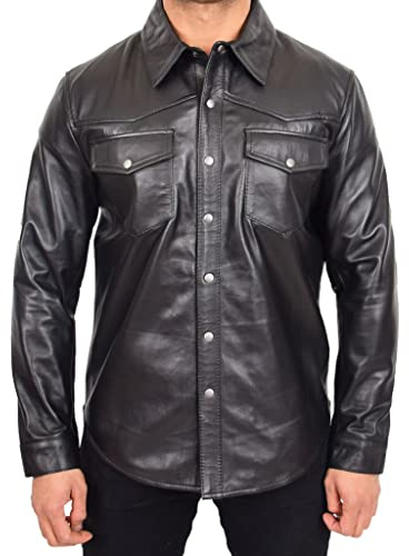 Divergent Retail DR548 herr klassisk läder truckerstil skjorta svart, Svart, 3XL