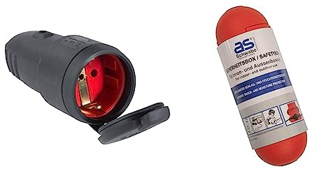 as - Schwabe Gummi-Kupplung & Sicherheitsbox, Sicherheit für Schuko, Stecker und Buchse, Zuverlässiger Schutz vor Außeneinwirkungen, Hervorragend für den Außenbereich, Rot I 48707