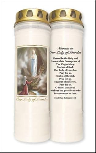 7 Days Pillar Candle Our Lady of Lourdes Grave Cemetery Light Windcap