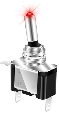 KFZ-Kippschalter 20 A, SPST-LED-beleuchtete Kippschalter wird für 12-V-Gleichstromsysteme verwendet, Ein-Aus, 2 Positionen, mit LED, für PKW-LKW Boote ASW-07D