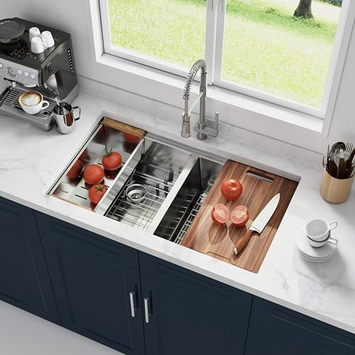 JoviPrime Undermount 5050 Doppio Bowl 16 Gauge Lavello da cucina Lavabo Incasso Sottopiano in acciaio inox