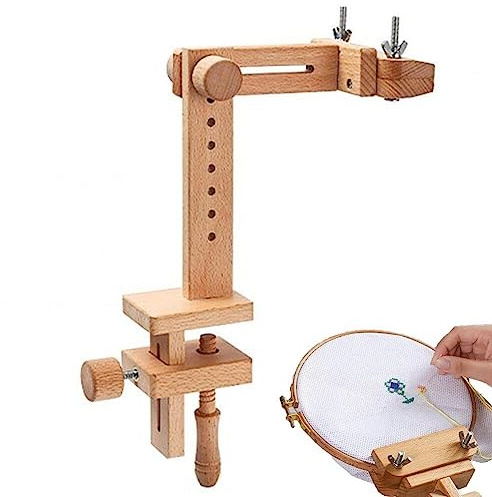 Tsffae Um 360 Grad Drehbarer Stickständer Auf Dem Tisch – Verstellbare Stickrahmen-ständerklemme, Gedrehter Stickrahmenhalter Aus Buchenholz Für Handarbeits-nähprojekte