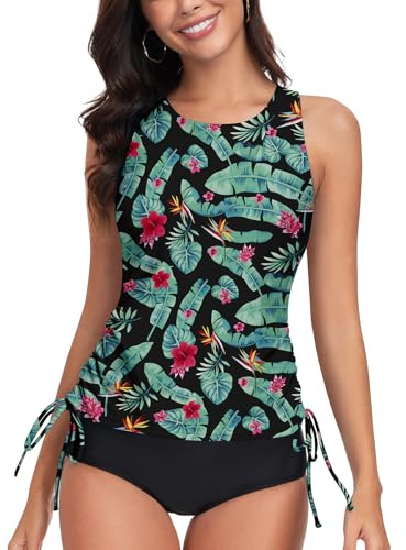 WOWENY Maillot de Bain Tankini pour Femme - Haut de Bikini - Dos croisé - Séchage Rapide - Rembourré, Rb-PB, M