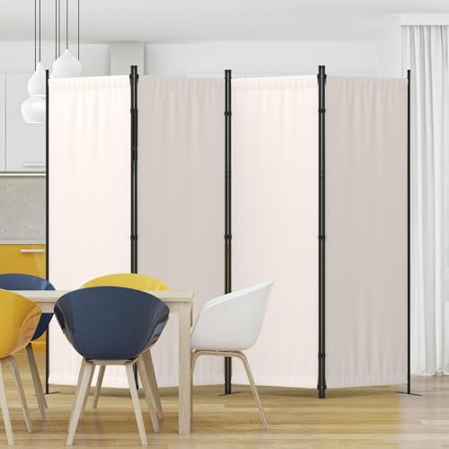 Kecreque Room Divider 4 Panel Partition Room Dividers & Folding Privacy Screens w/ 3 Metal Feet,88 W Portable Wall Doubles as a Dressing Screen Wall Divider for Office Bedroom Children's Room,White
