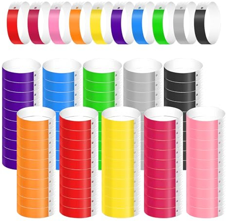 1000 Pcs Wristbands for Events,Waterproof Colored Wristbands with Adhesive Closure Comfortably fit Teens to Adults,Tear-Resistant Neon Wrist Bands for Event Party Entrance Music Festivals Concerts