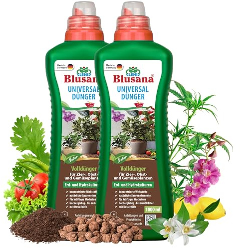Blusana Universal Premium Flüssigdünger 1 Liter NPK 6-3-6 Hydrokultur Erde | für Hydrokultur & Hydroponik, mineralischer Volldünger, Premium, für Zierpflanzen, Obst & Gemüse, auch in Erde