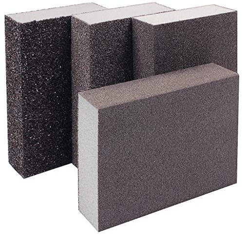 Bloque de Lijado Paquete de 4 Esponjas de Lijado Almohadillas Abrasivas de Doble Uso Húmedas y Secas con 4 Granos (36,80,120,180) Papel de Lija Grueso/Medio/Fino/Superfino Lavable y Reutilizable for P