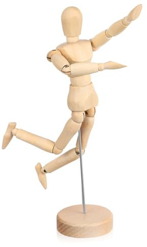 NUOBESTY Zeichenpuppe Holz Verstellbar Mit Gelenken Künstlerpuppe Modell Zum Skizzieren Und Malen Stabile Holzfigur Mit Standfuß Für Kunst Und Dekoration