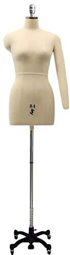 WYRMB Schneiderpuppe Zum Nähen Mit Flexiblem Arm Für Damen, Weibliche Schaufensterpuppe, Torso Mit Rädern, Höhenverstellbar, Weiß, XXXL