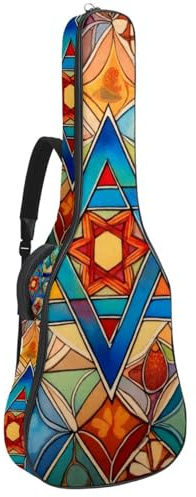 Bunte Davidstern-Gitarrentasche, dick gepolstert, wasserdicht, für 101,6 cm, 104,7 cm, 106,7 cm, Mehrfarbig 04, 42.9x16.9x4.7 in, Lässiger Tagesrucksack