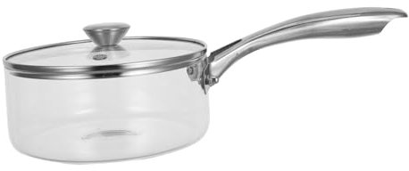 COLLBATH Small Borosilicate Glass Cooking Pot Stainless Steel Handle and Lid, Single-Handle Saucepan for Soup, Milk, Noodles, Suitable for Electric Stovetop and Daily Home Cooking