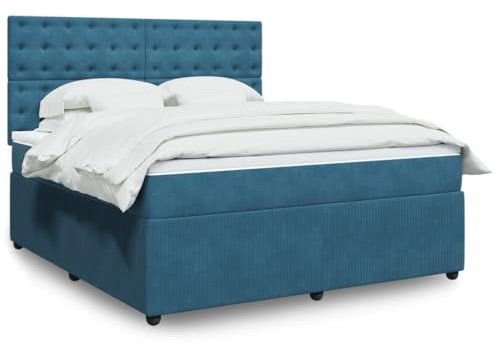 Juroupi Boxspringbett mit Matratze Betten Mit Matratze Schlafzimmer Bett Boxspringbett Mit Matratze Dunkelblau 180x200 cm Samt